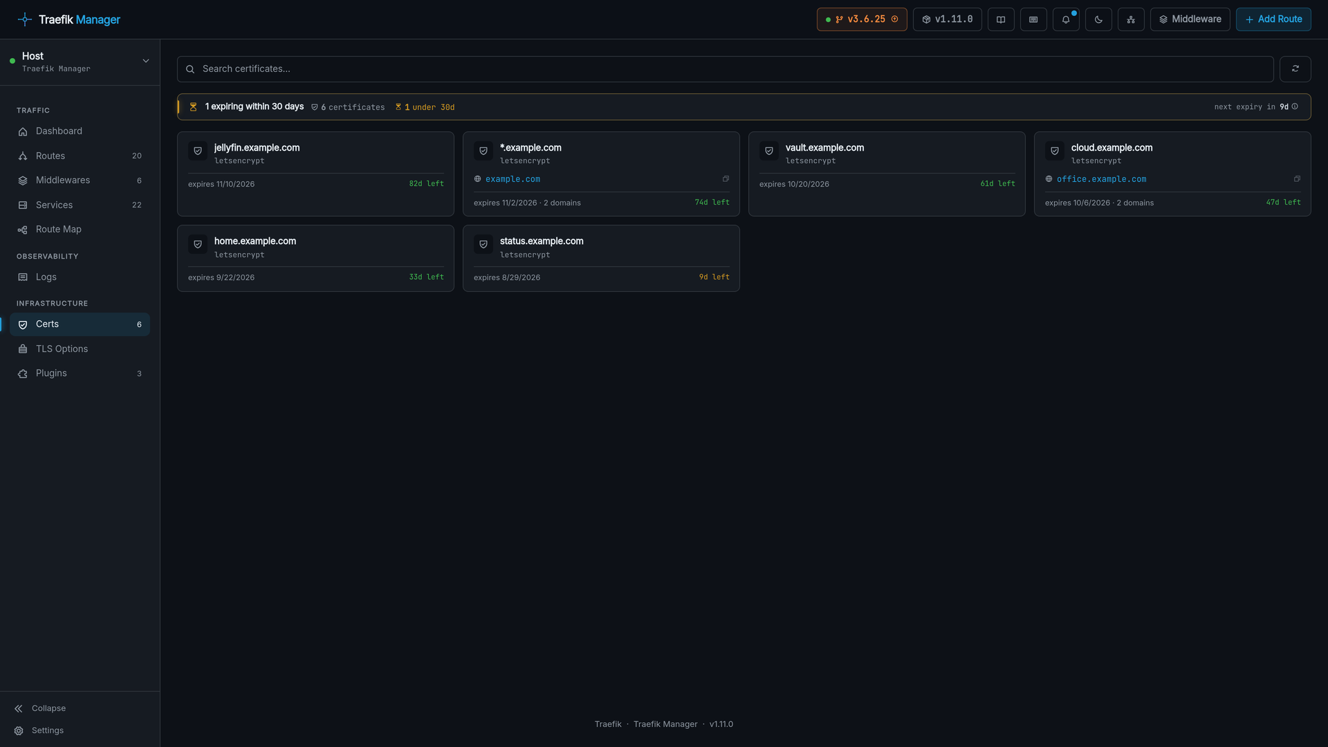 Expiry tracking straight from acme.json