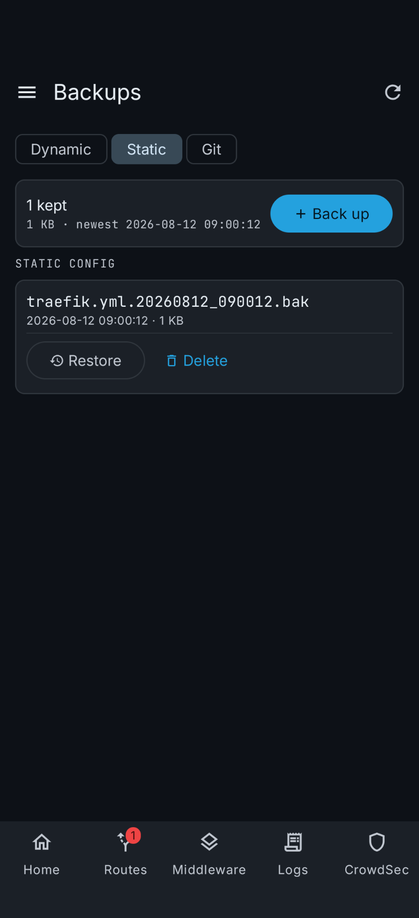 Static config backups