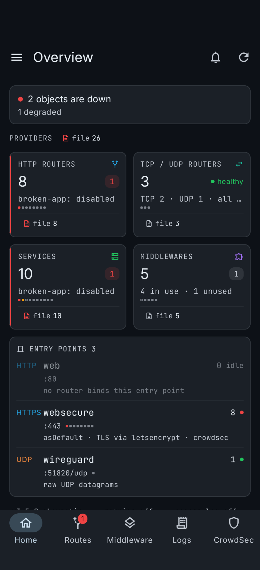 Traefik Manager mobile app