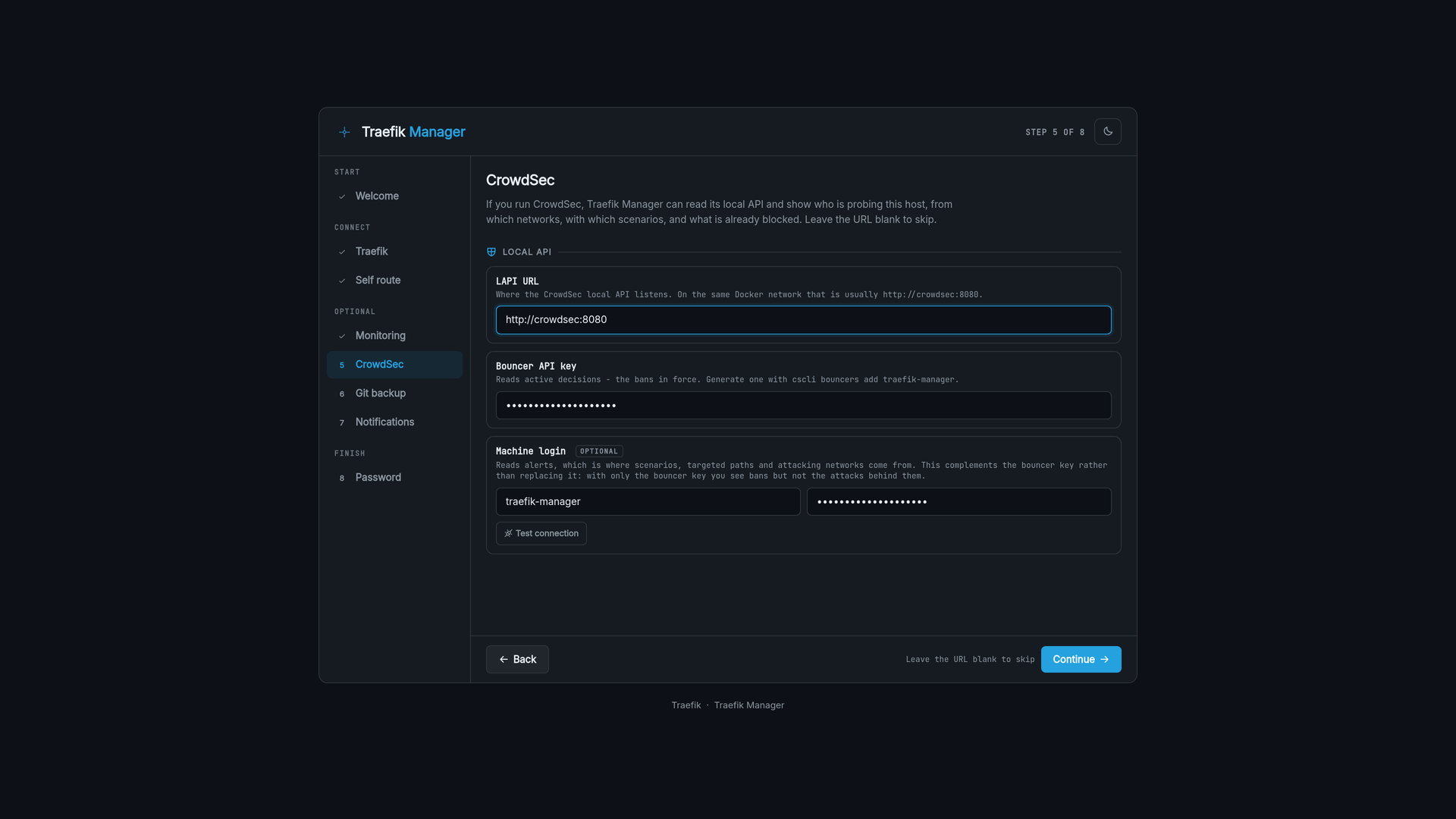 Setup wizard CrowdSec