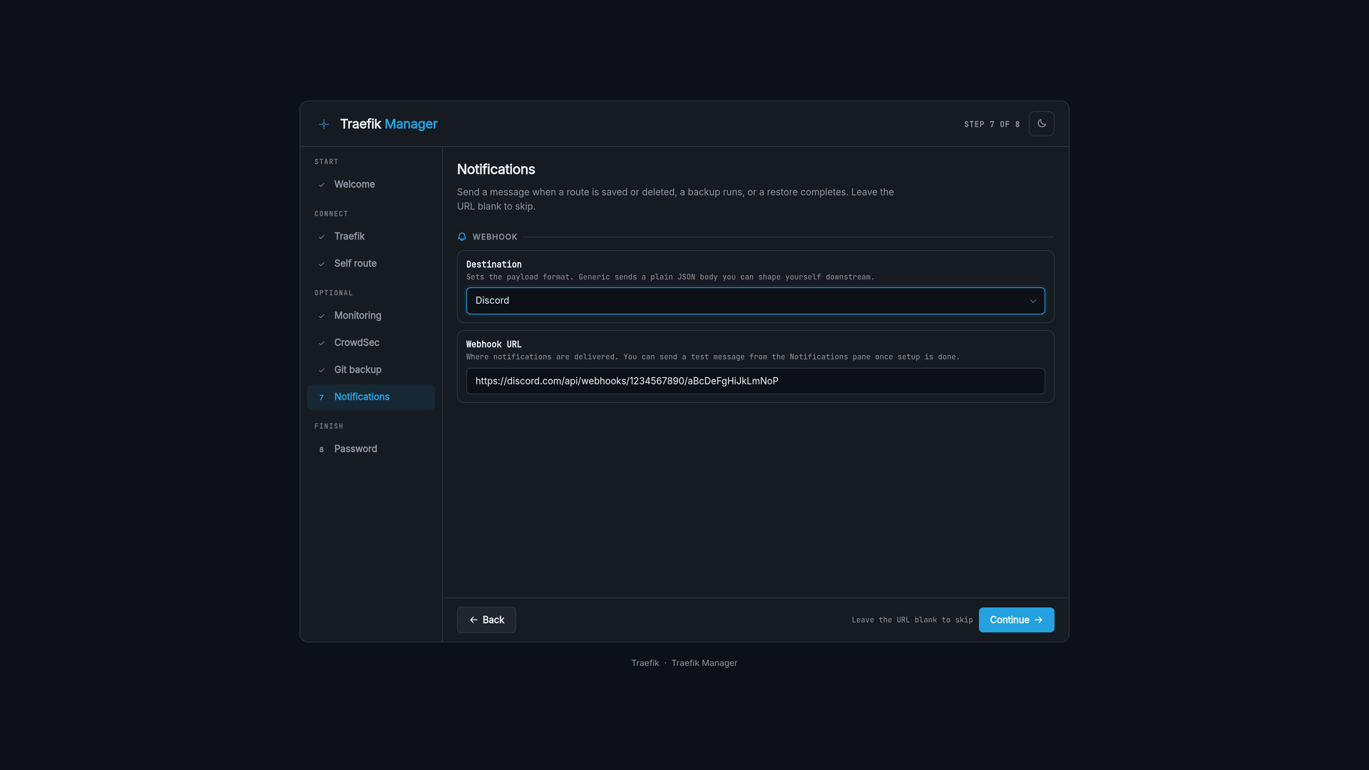 Setup wizard notifications
