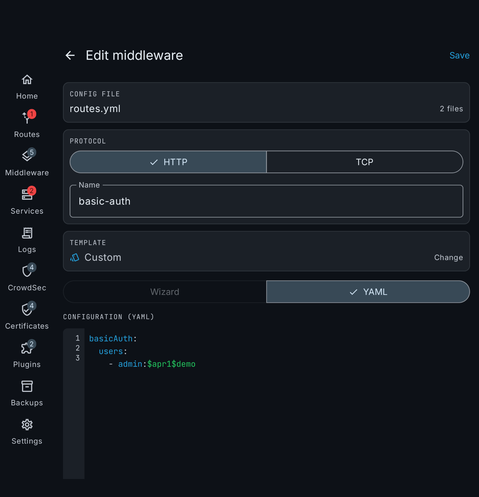 Edit a middleware