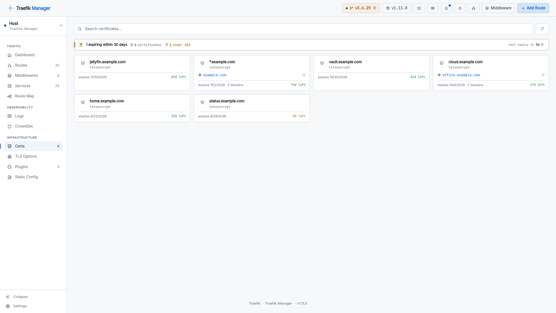 Expiry tracking straight from acme.json