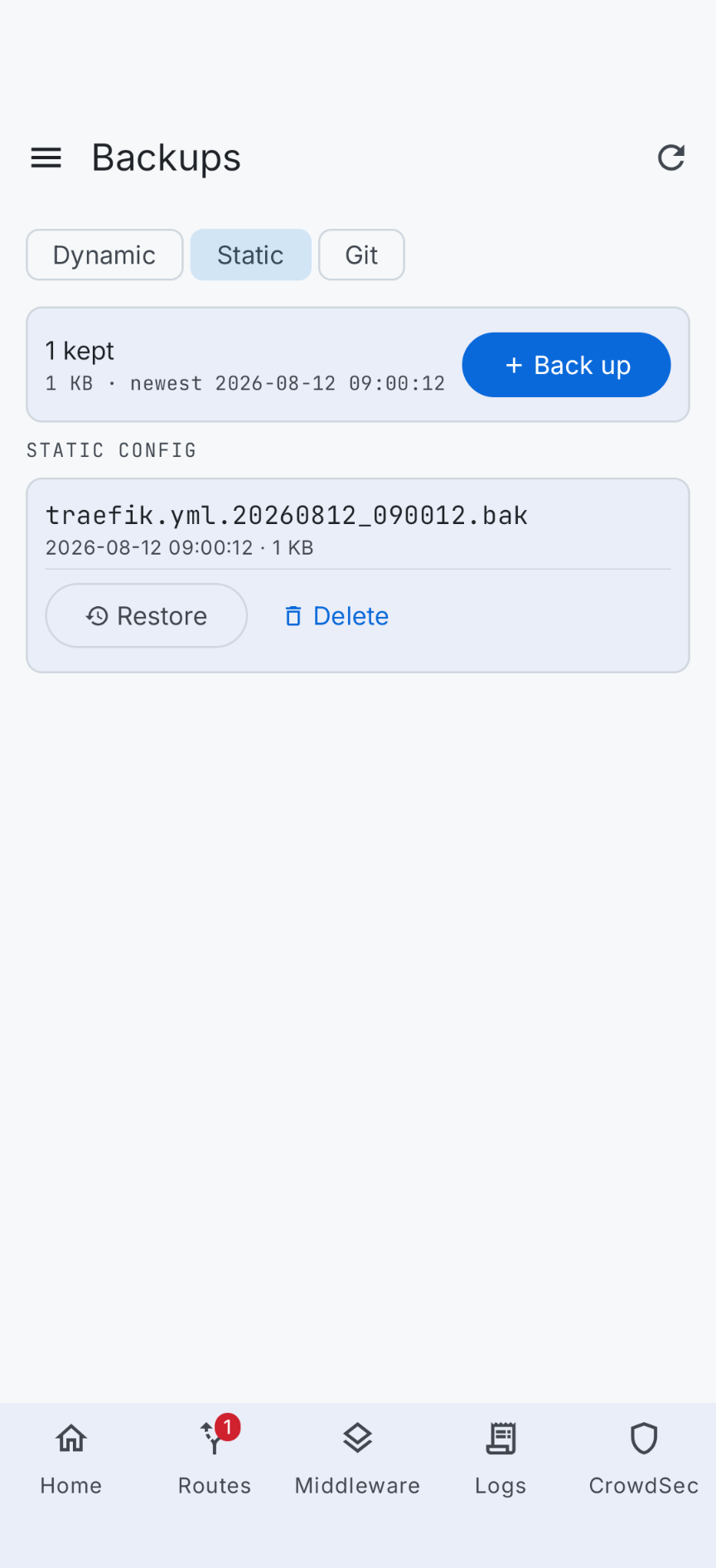 Static config backups