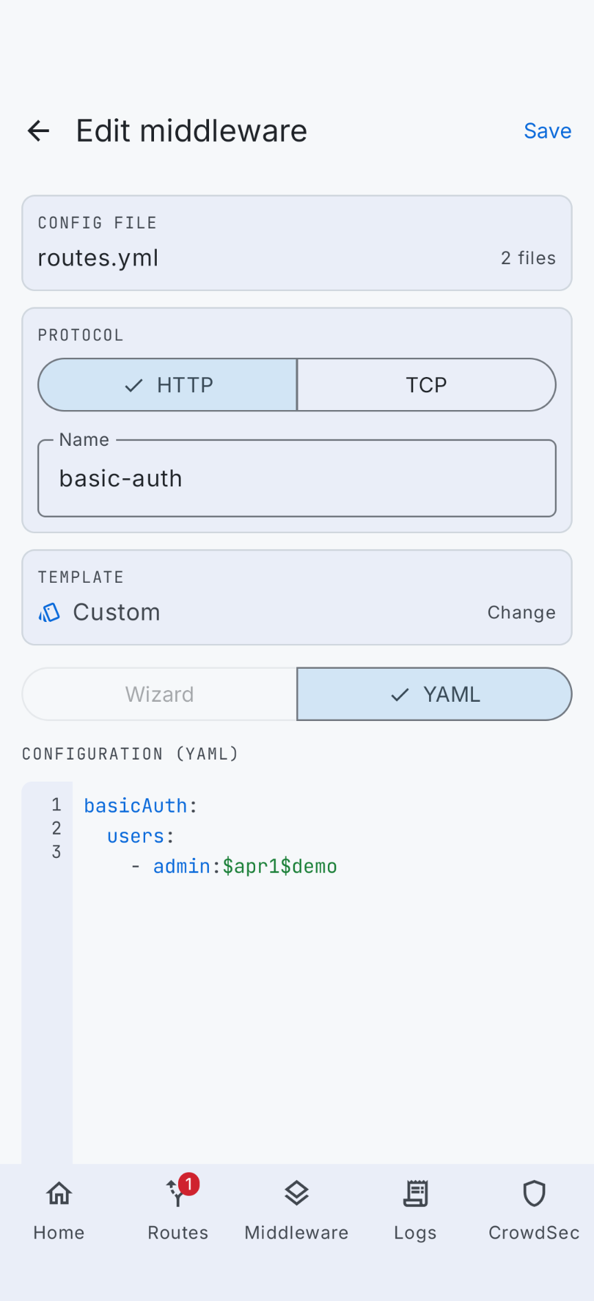 Edit a middleware