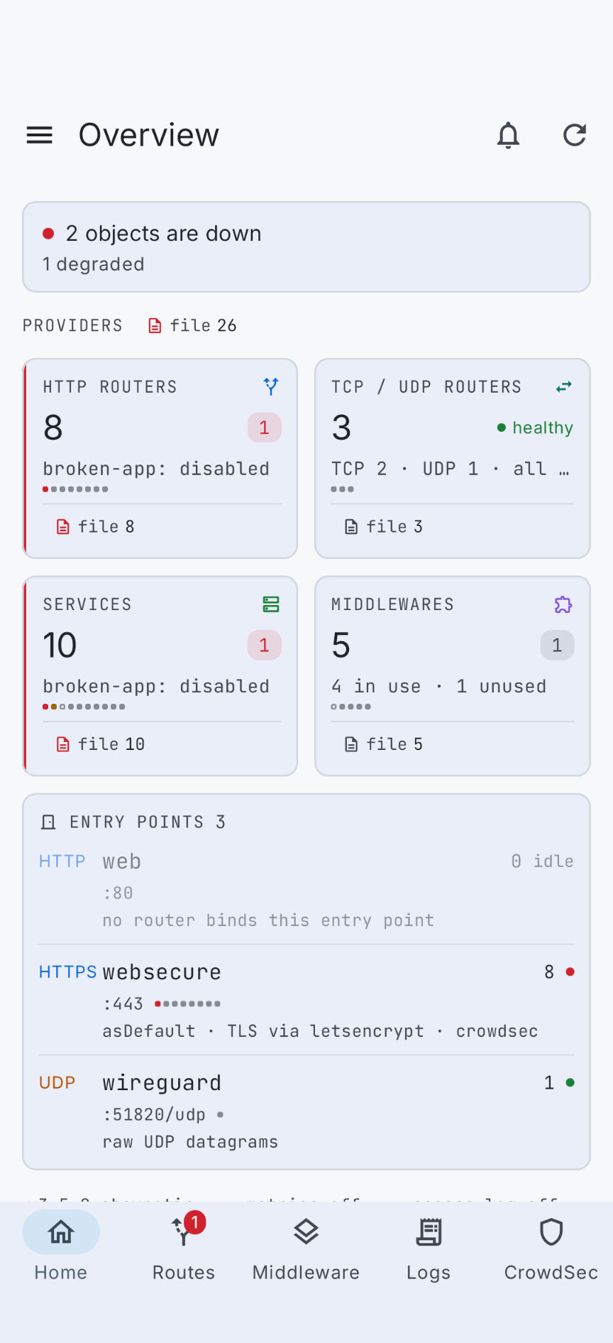 Traefik Manager mobile app
