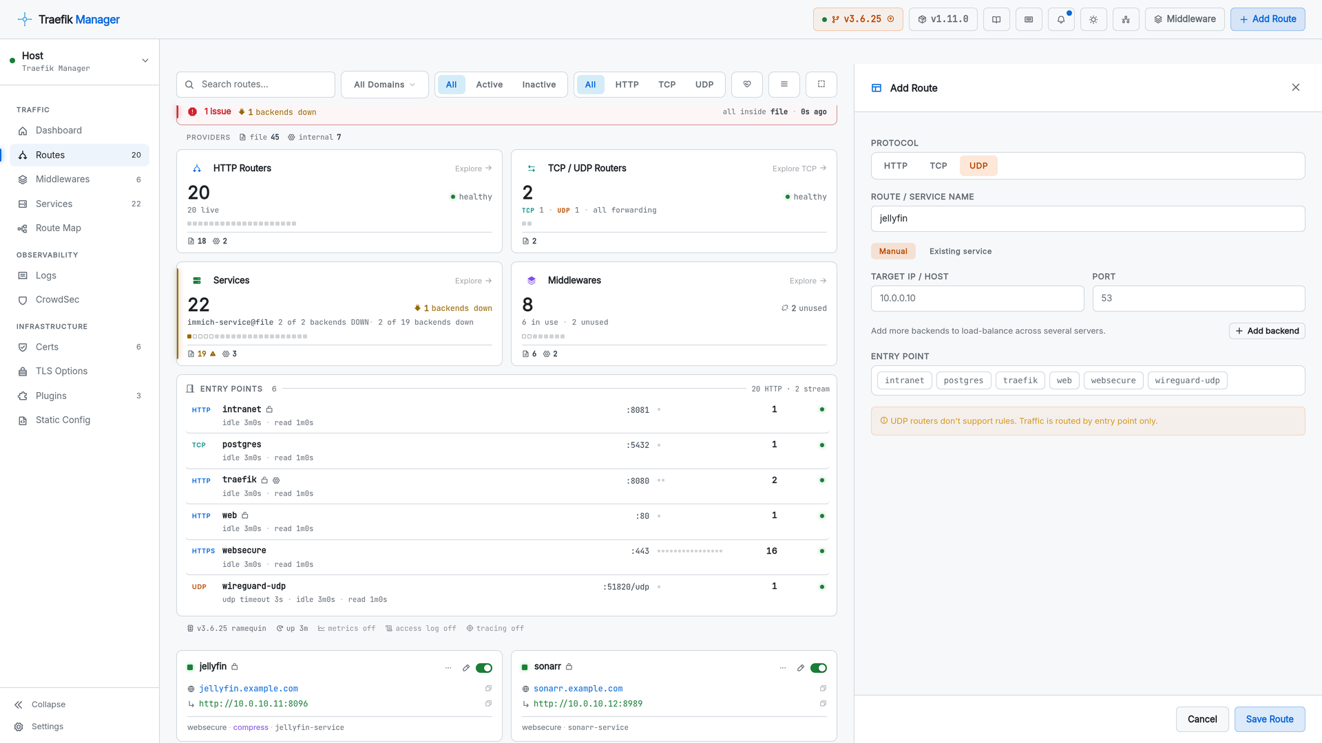 Add UDP route