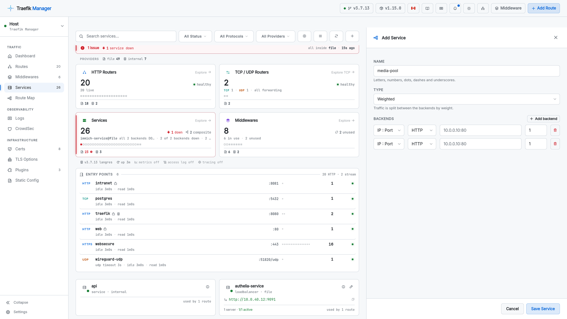 Build a backend pool without touching a route