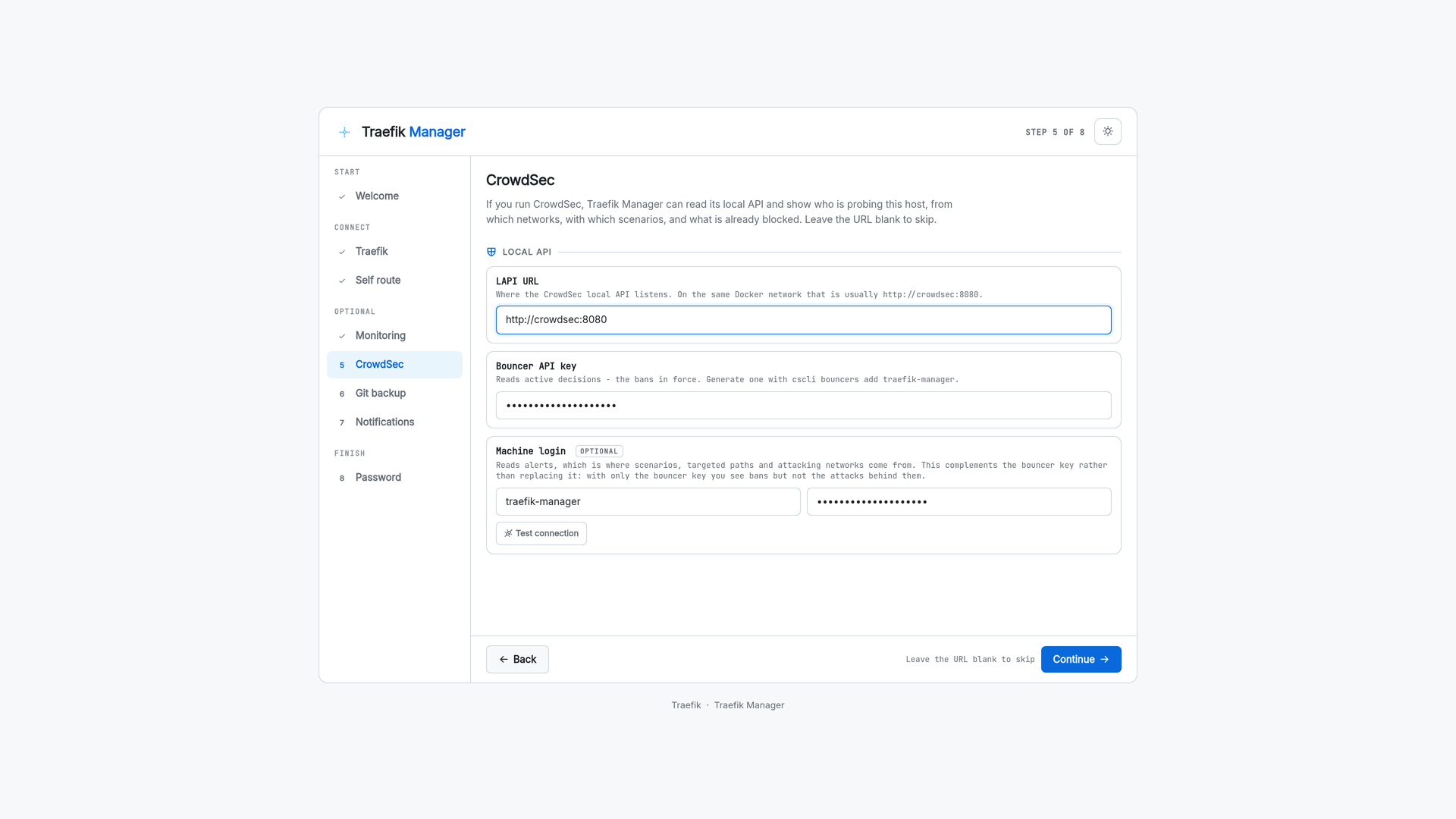 Setup wizard CrowdSec