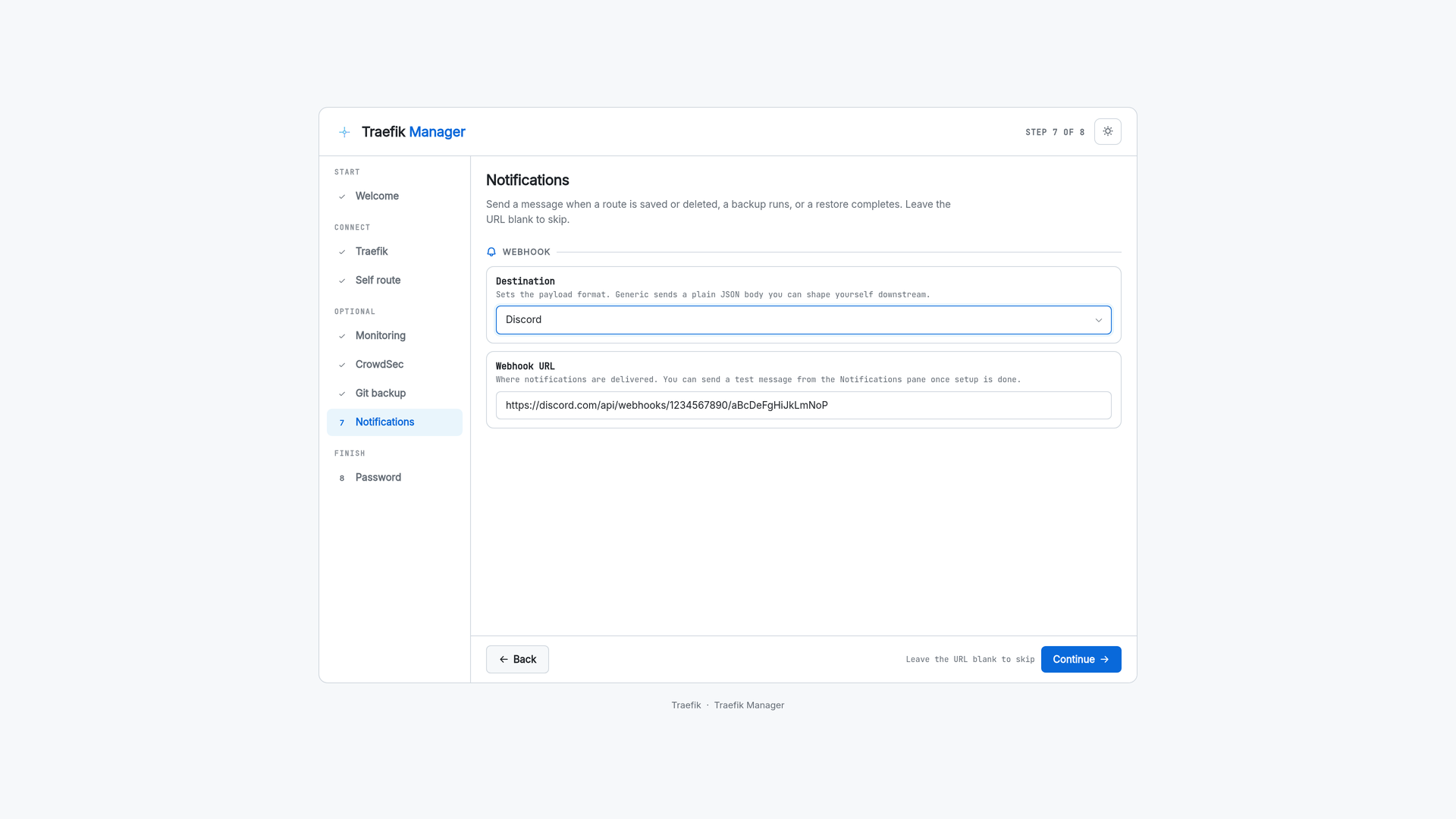 Setup wizard notifications