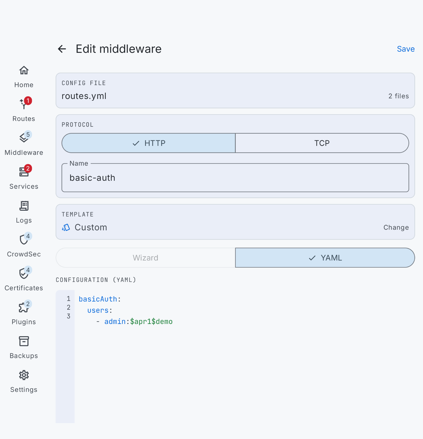 Edit a middleware